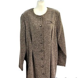 MISS Dorhy Henley Black & White Varigated Button Down Jacket Sz 14